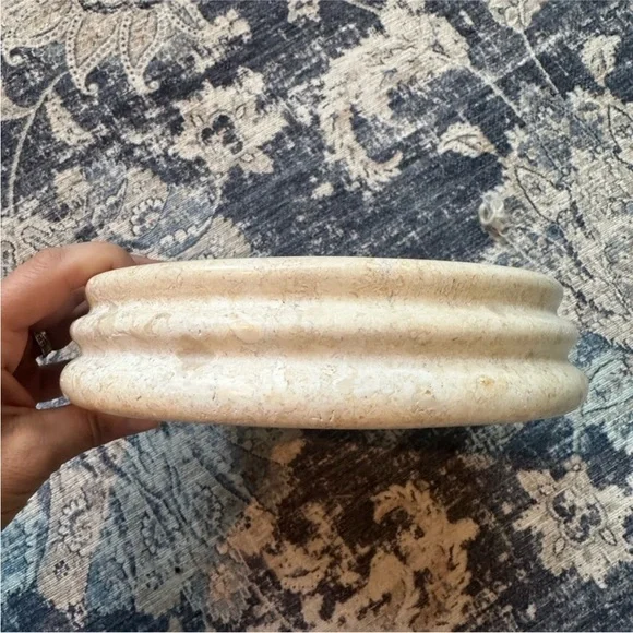 Threshold w/ Studio McGee ~ Marble Tray Beige - elegant round tabletop accent - Picture 5 of 7